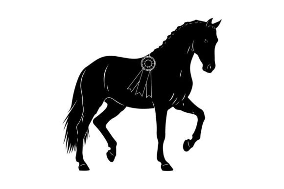 Black Horse with Decorative Harness – A Graphic Asset for Branding and Packaging