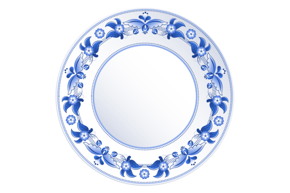 Classic White Plate with Blue Decorative – A Versatile Graphic for Branding