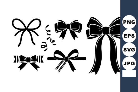 Decorative Black Bows Vector Set for Festive Graphics and Illustrations