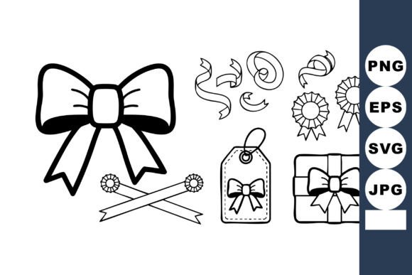 Decorative Bow Ribbon Gift Tag Rosette: A Versatile Design Graphic for Creative Projects
