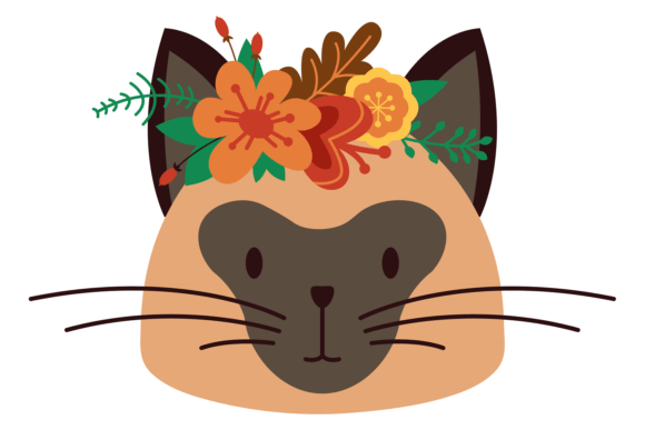 Decorative Cat in Flower Crown: A Versatile Graphic for Content Creators