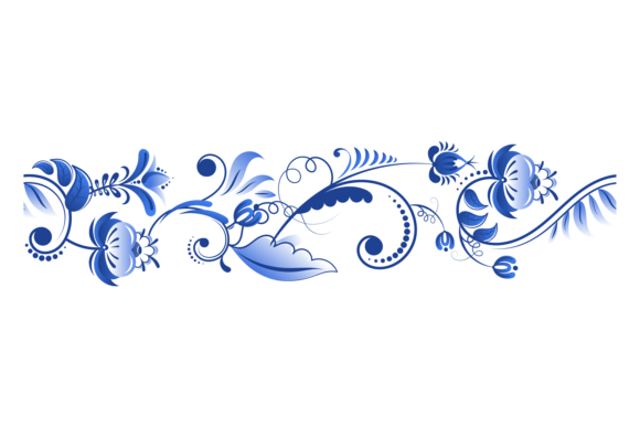 Decorative Floral Ornament Element. Blue for Graphics and Illustrations