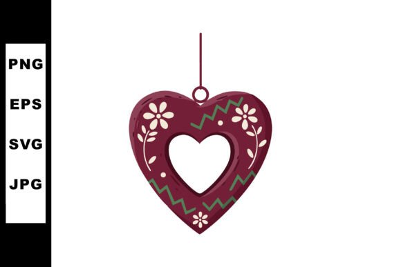 Decorative Hanging Heart Ornament: A Festive Graphic for Editorial and Web Design