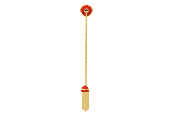 Decorative Tassel on Golden Rope. Red El: A Refined Graphic for Creative Sellers