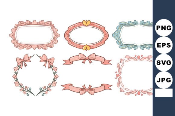 Decorative Vintage Frames and Ribbons for Elegant Handmade Graphics