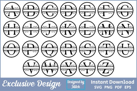 Modern Decorative Split Monogram Letter Set A-Z – A Freebie for Creative Projects