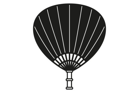 Oriental Fan Black Icon: A Festive Graphic for Local Business Branding