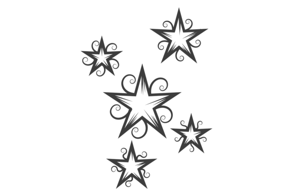 Ornate Stars Tattoo Graphics for Local Business Branding