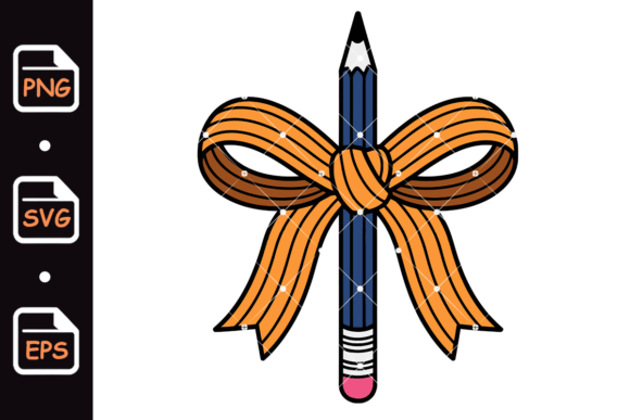 Pencil with Decorative Bow Illustration: A Must-Have Graphic for Handmade Creations