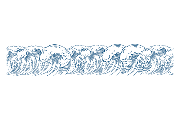 Storm Wave Decorative Border: A Vintage Graphic for Local Business Branding